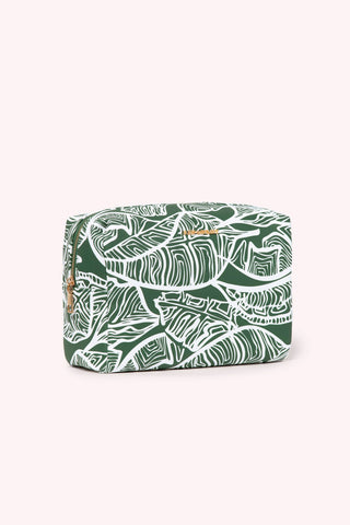 TOILETRY BAG- EMERALD GREEN BANANA LEAVES