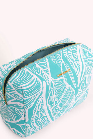 TOILETRY BAG- AQUA BANANA LEAVES
