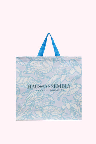 The Everyday Eco Tote in - Swimming Turtles (Sea Glass)