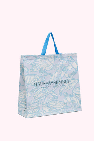 The Everyday Eco Tote in - Swimming Turtles (Sea Glass)