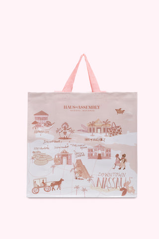 Everyday Eco Tote in Map of Nassau (Pink Sands)