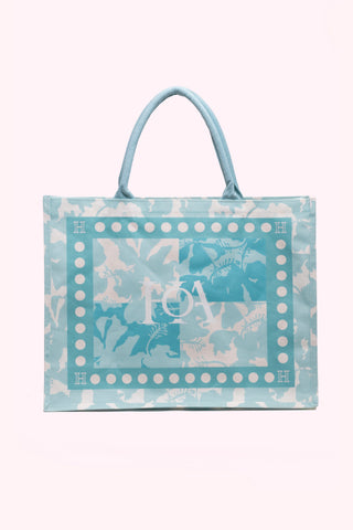 XL Canvas Tote Bag - Hibiscus Quartet (Sea Glass)