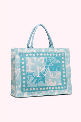 XL Canvas Tote Bag - Hibiscus Quartet (Sea Glass)