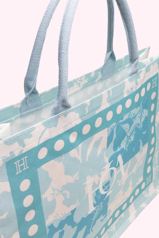 XL Canvas Tote Bag - Hibiscus Quartet (Sea Glass)