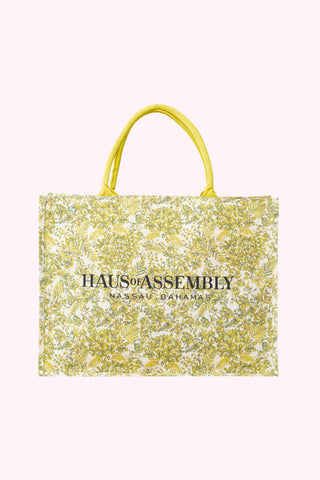 XL Canvas Tote Bag - Poinsettia (Island Fern)