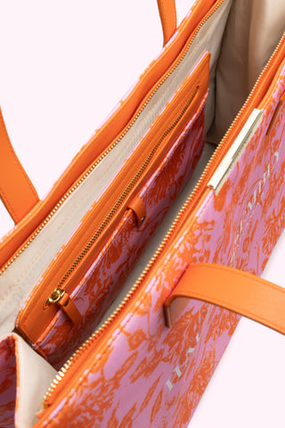 Gift Set - Japanese Hibiscus XL PM Tote + Wallet + Potcake Keychain (Sunset Coral & Pink Sand)
