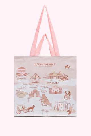 Everyday Eco Tote in Map of Nassau (Pink Sands)
