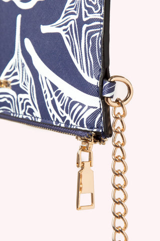 Pouch- Navy Banana Leaf