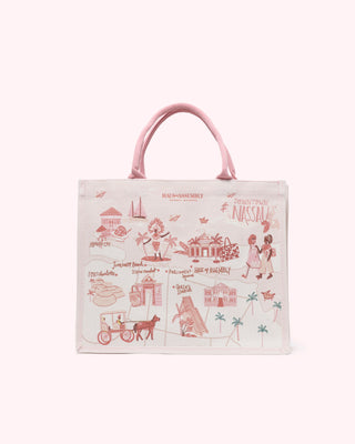 Map of Nassau XL Tote- Pink