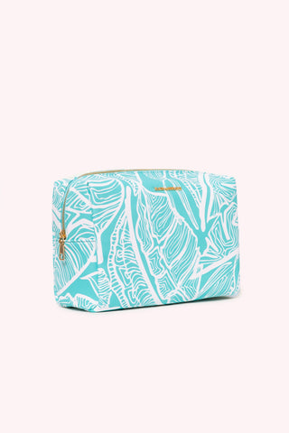 TOILETRY BAG-  AQUA BANANA LEAVES