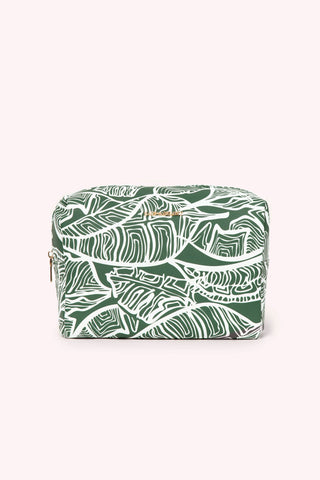 TOILETRY BAG- EMERALD GREEN BANANA LEAVES
