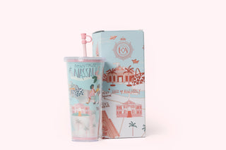 Map of Nassau Tumbler With Straw