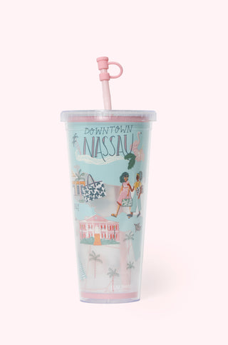 Map of Nassau Tumbler With Straw