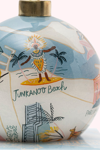 Map of Nassau Glass Christmas Ornaments- Light Blue