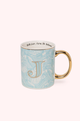 Initial Mugs with Swimming Turtles