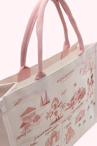 Map of Nassau XL Tote- Pink