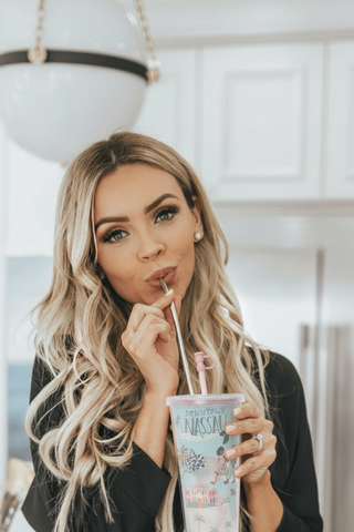 Map of Nassau Tumbler With Straw