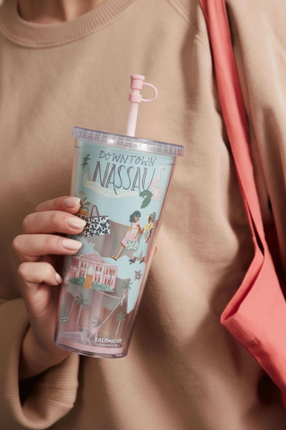 Map of Nassau Tumbler With Straw