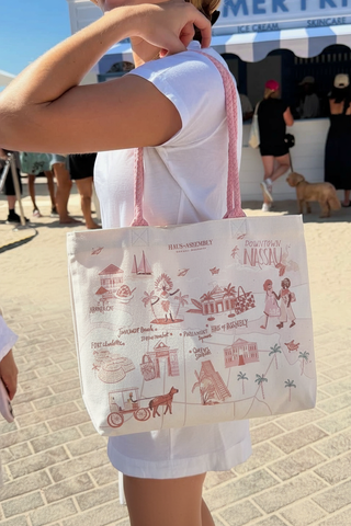 Map of Nassau XL Tote- Pink