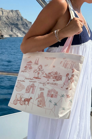 Map of Nassau XL Tote- Pink