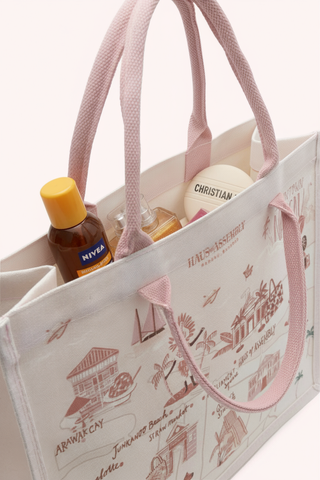 Map of Nassau XL Tote- Pink