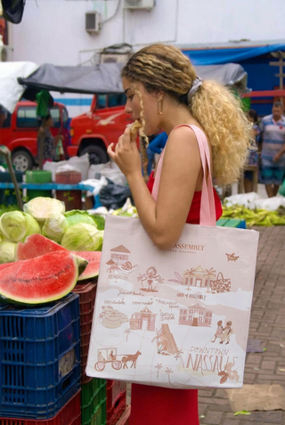 Everyday Eco Tote in Map of Nassau (Pink Sands)