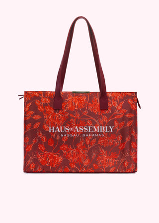 XL PM Tote- Japanese Hibiscus (Radiant Red)