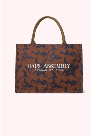 Canvas XL Tote- Light Pink Swimming Turtle