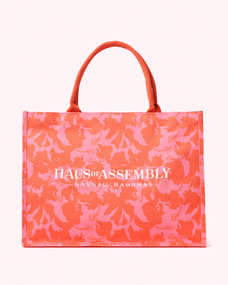 Canvas XL Tote- Light Pink Swimming Turtle